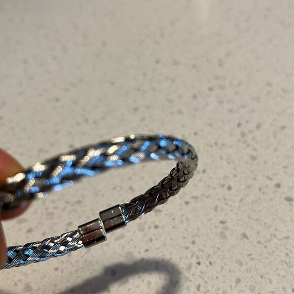Stainless Steel Braided Design Cuff Bangle - Picture 2 of 9